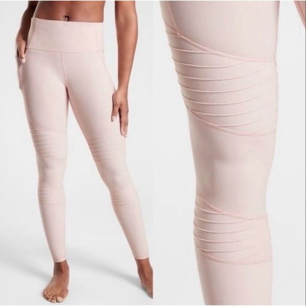 Athleta inclination Moto Leggings Tight Light Pink Large